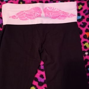 Victoria's Secret sequin pink white angel wings XS yoga pants, skinny